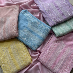 Mul Chanderi Kurta Set with Pearl, Sequin & Katdana
