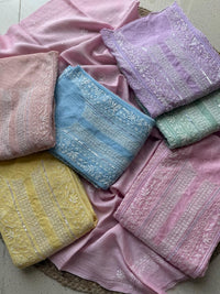 Mul Chanderi Kurta Set with Pearl, Sequin & Katdana