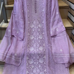 Mul Chanderi Kurta Set with Pearl, Sequin & Katdana