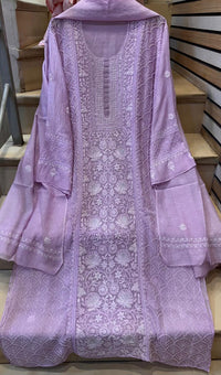 Mul Chanderi Kurta Set with Pearl, Sequin & Katdana