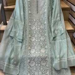 Mul Chanderi Kurta Set with Pearl, Sequin & Katdana