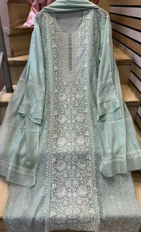 Mul Chanderi Kurta Set with Pearl, Sequin & Katdana