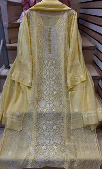 Mul Chanderi Kurta Set with Pearl, Sequin & Katdana