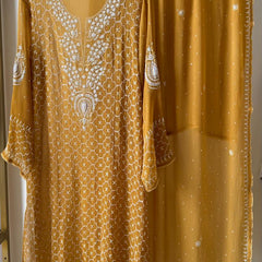 Chiffon Kurta Dupatta Set with Pearl & Katdana Work