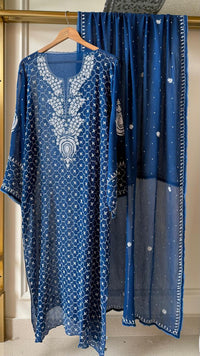Chiffon Kurta Dupatta Set with Pearl & Katdana Work