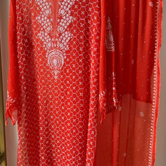 Chiffon Kurta Dupatta Set with Pearl & Katdana Work