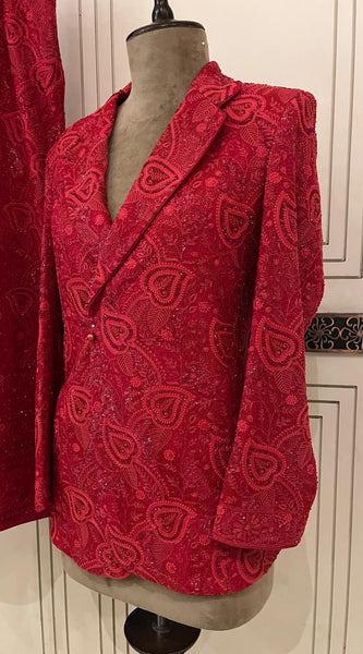 Surrkkh Laal Ek-Taar Blazer Set – Premium Wedding Wear