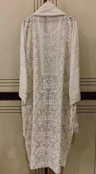 Mul Chanderi Kurta Set with Sequin, Katdana & Kasab