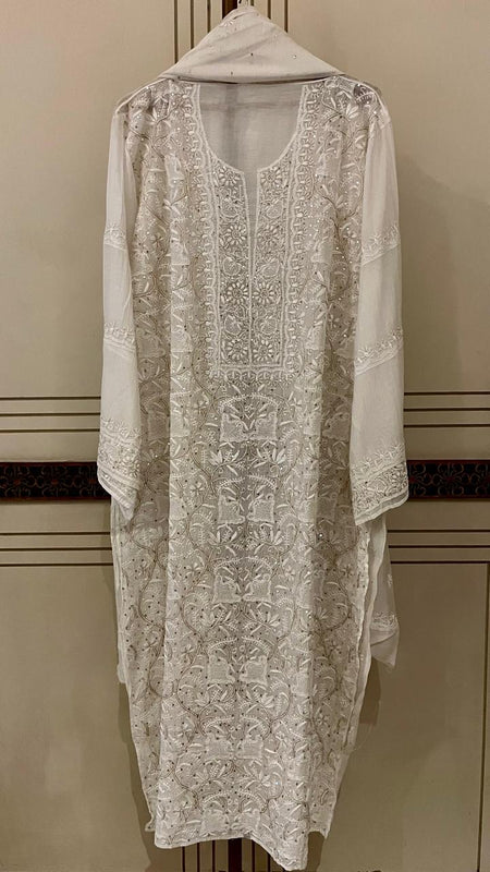 Mul Chanderi Kurta Set with Sequin, Katdana & Kasab