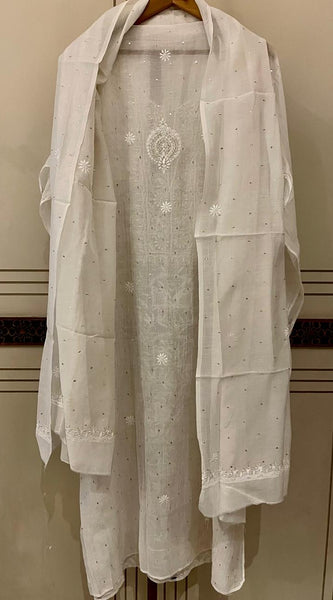 Mul Chanderi Kurta Set with Sequin, Katdana & Kasab