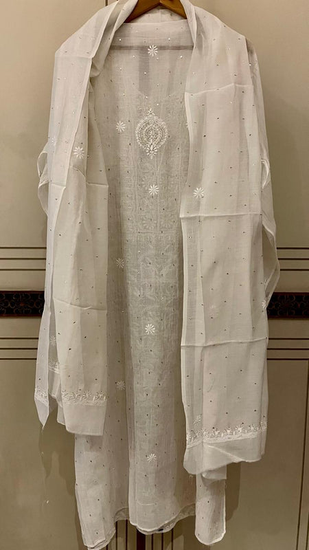 Mul Chanderi Kurta Set with Sequin, Katdana & Kasab