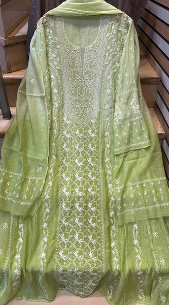Mul Chanderi Kurta Dupatta Set with Katdana Embroidery