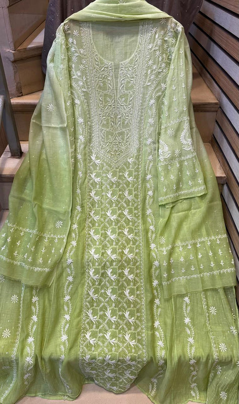 Mul Chanderi Kurta Dupatta Set with Katdana Embroidery