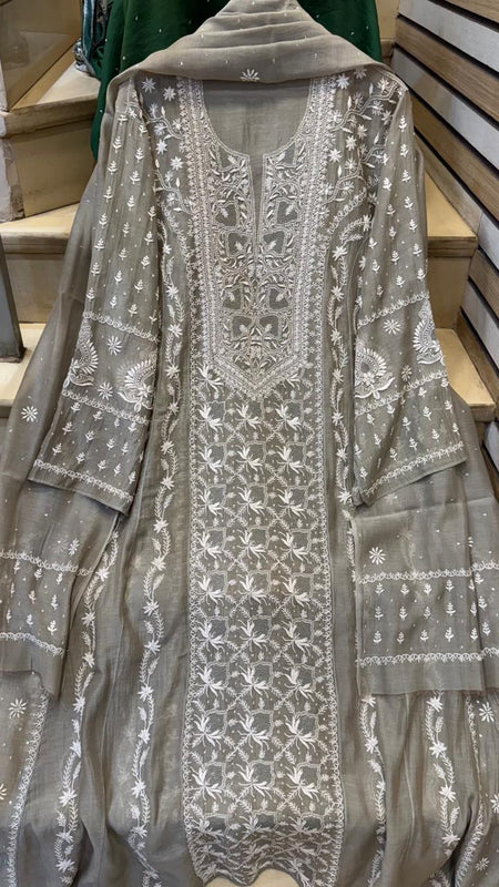 Mul Chanderi Kurta Dupatta Set with Katdana Embroidery