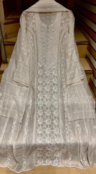 Mul Chanderi Kurta Dupatta Set with Katdana Embroidery