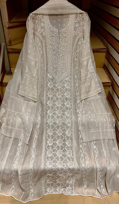 Mul Chanderi Kurta Dupatta Set with Katdana Embroidery