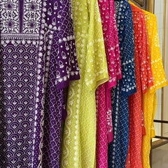 Mul Chanderi Kalidar Set with Pearl & Katdana Work