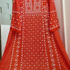 Mul Chanderi Kalidar Set with Pearl & Katdana Work
