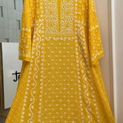 Mul Chanderi Kalidar Set with Pearl & Katdana Work
