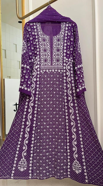 Mul Chanderi Kalidar Set with Pearl & Katdana Work
