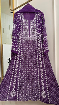 Mul Chanderi Kalidar Set with Pearl & Katdana Work