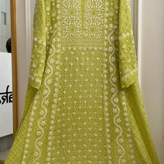 Mul Chanderi Kalidar Set with Pearl & Katdana Work