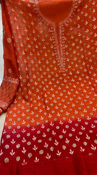 Mul Chanderi Kurta Set with Sequins, Katdana & Kasab