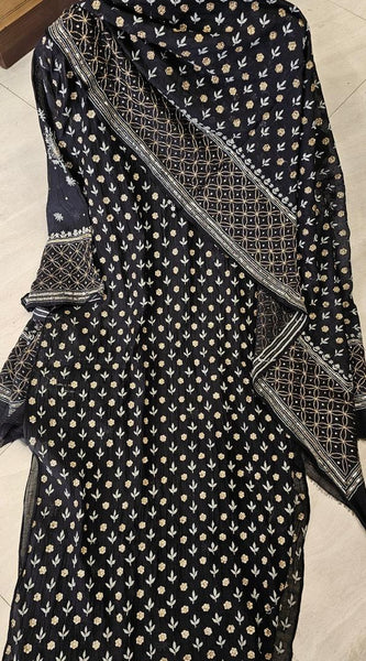 Mul Chanderi Kurta Set with Sequins, Katdana & Kasab
