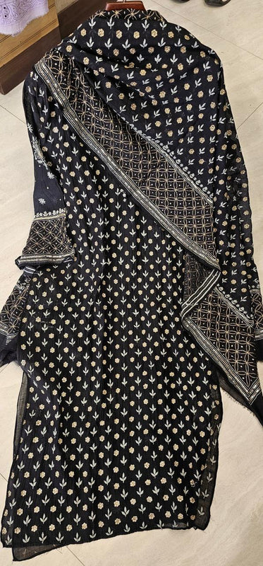 Mul Chanderi Kurta Set with Sequins, Katdana & Kasab