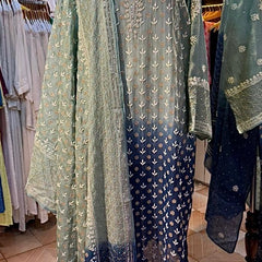 Mul Chanderi Kurta Set with Sequins, Katdana & Kasab