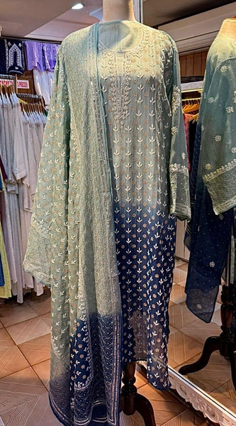 Mul Chanderi Kurta Set with Sequins, Katdana & Kasab