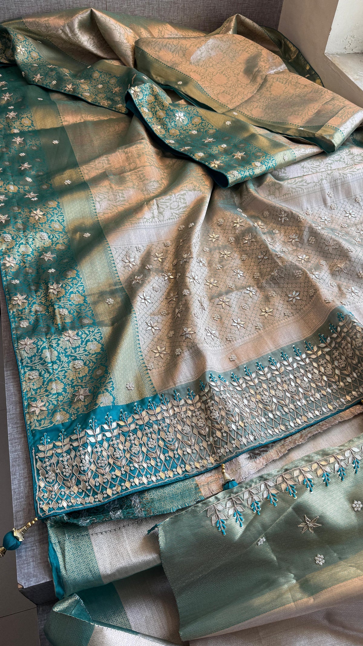 Kanjivaram Silk Saree with Zardozi & Pearl Work