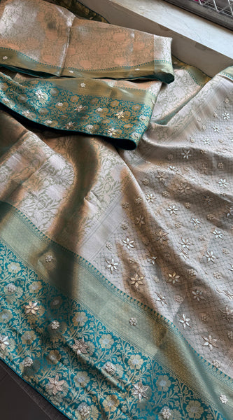 Kanjivaram Silk Saree with Zardozi & Pearl Work