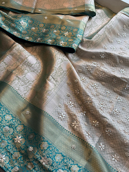 Kanjivaram Silk Saree with Zardozi & Pearl Work