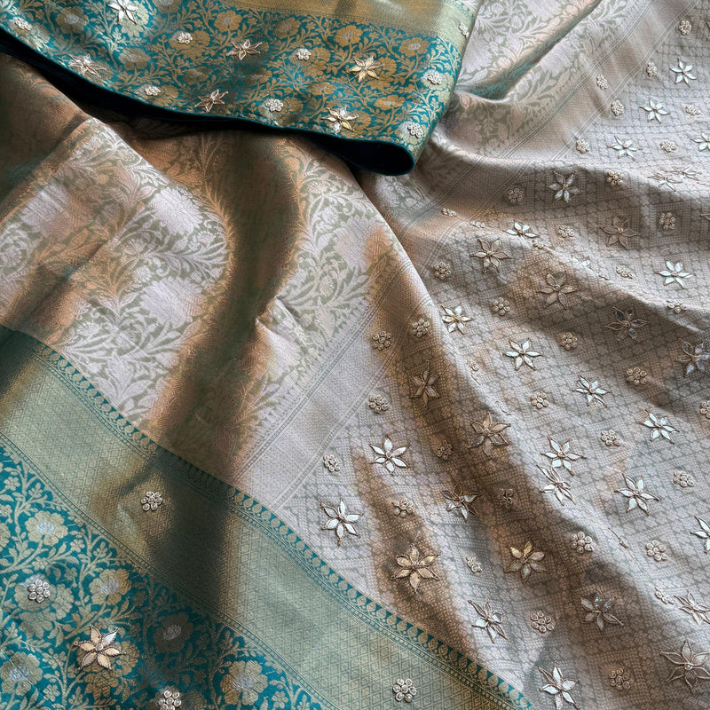 Kanjivaram Silk Saree with Zardozi & Pearl Work