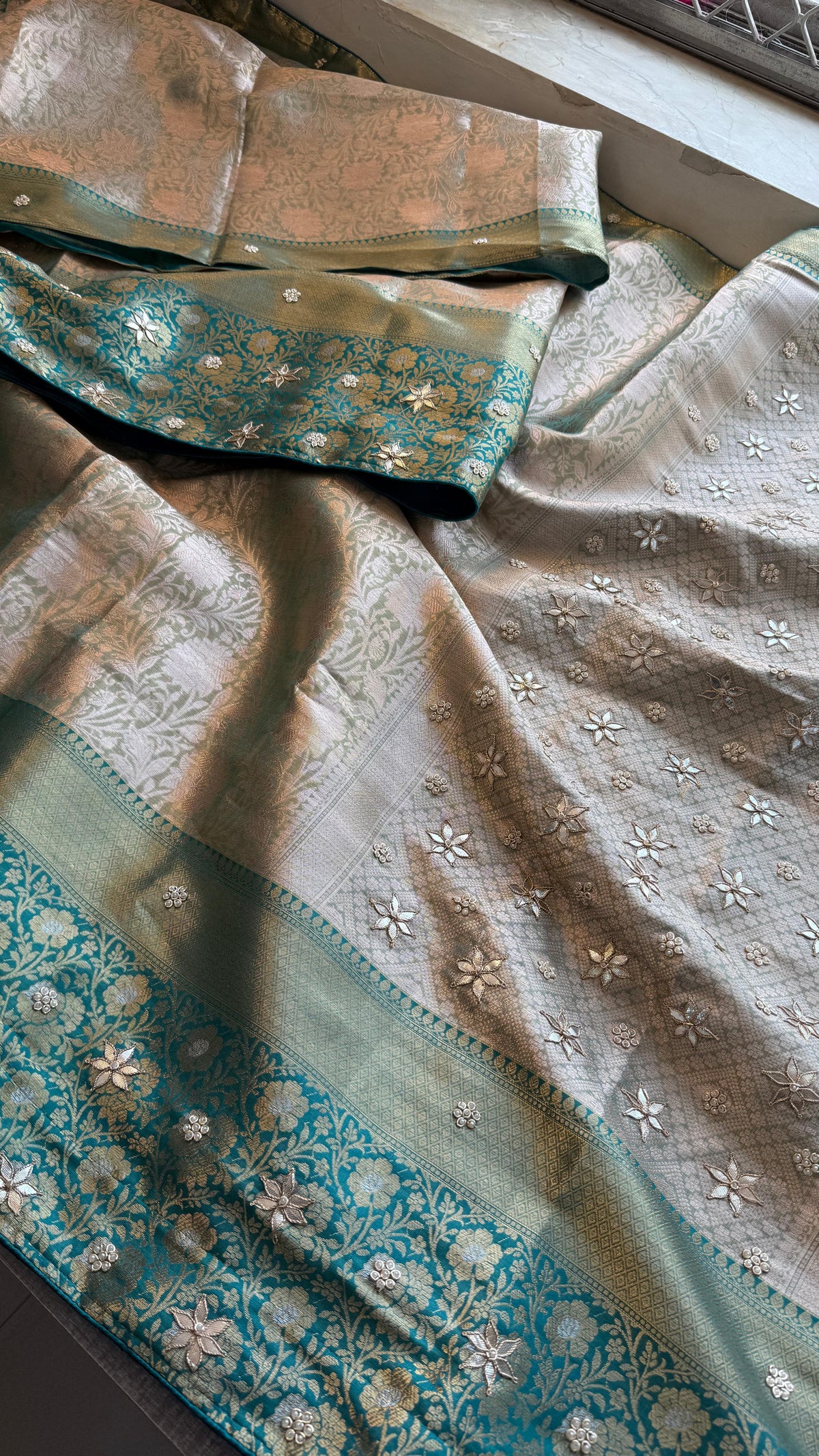 Kanjivaram Silk Saree with Zardozi & Pearl Work