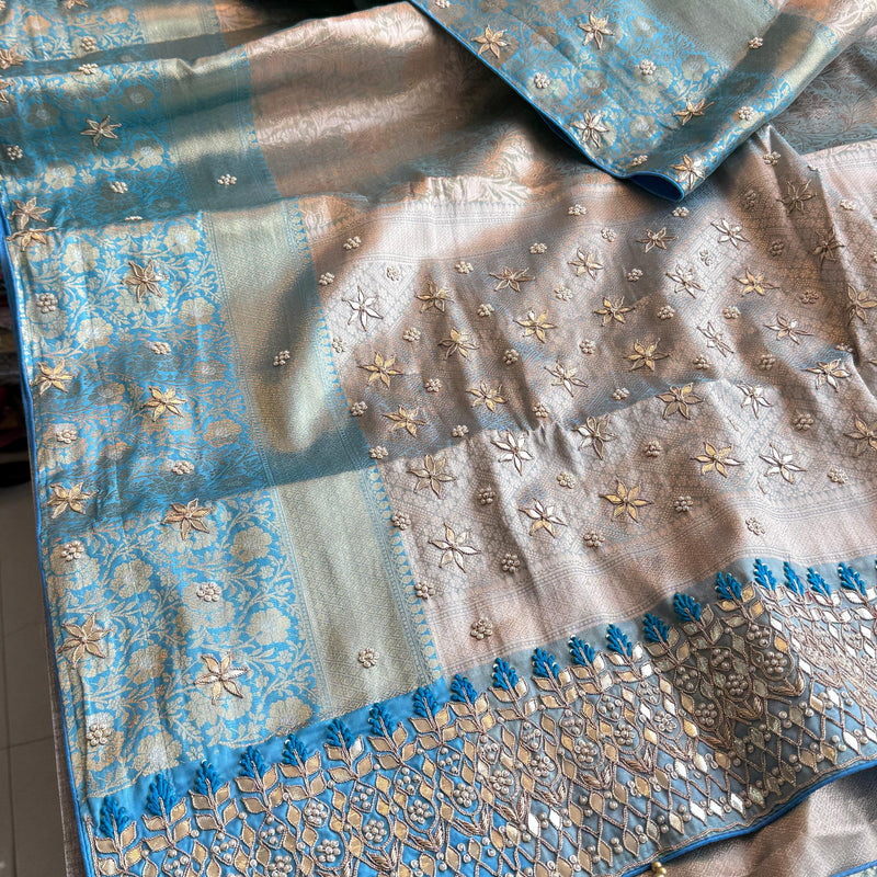 Kanjivaram Silk Saree with Zardozi & Pearl Work