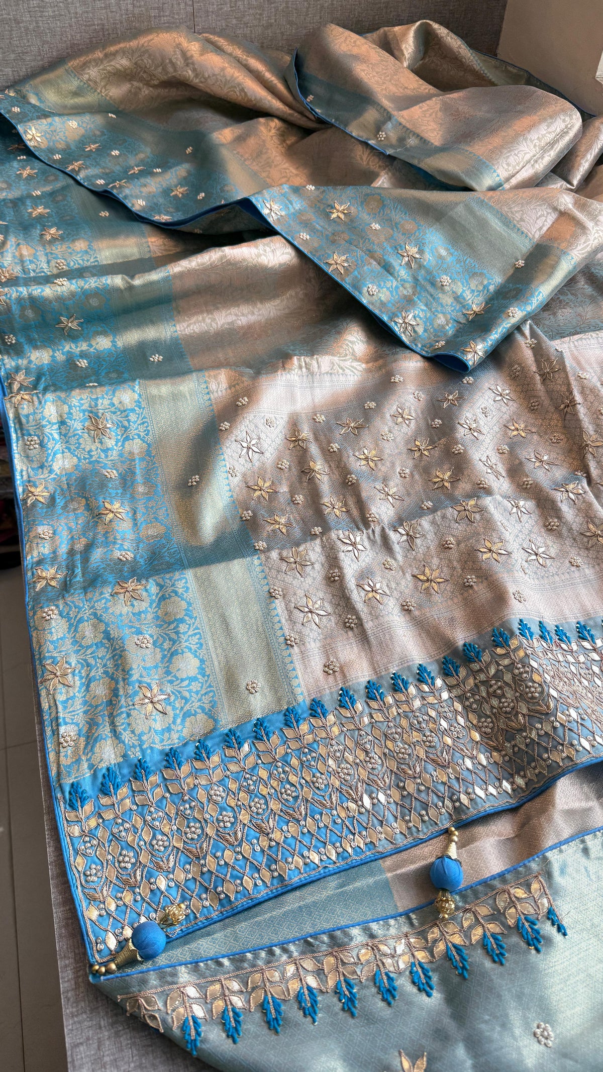 Kanjivaram Silk Saree with Zardozi & Pearl Work