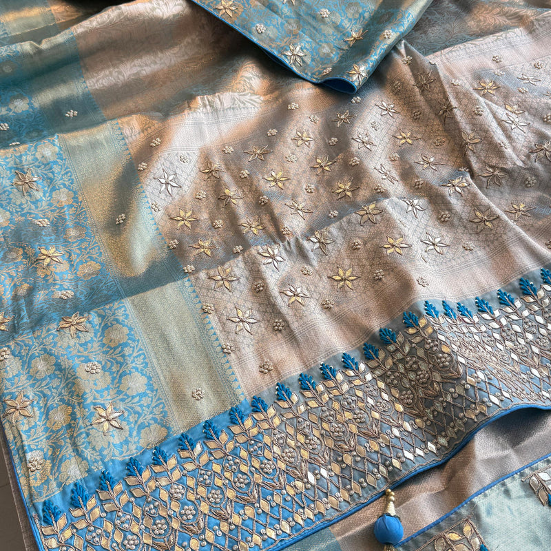 Kanjivaram Silk Saree with Zardozi & Pearl Work