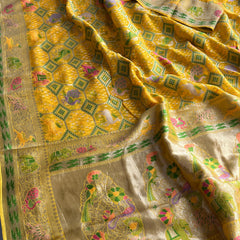 Khaddi Georgette Silk Saree with Meena Bandhani Weave