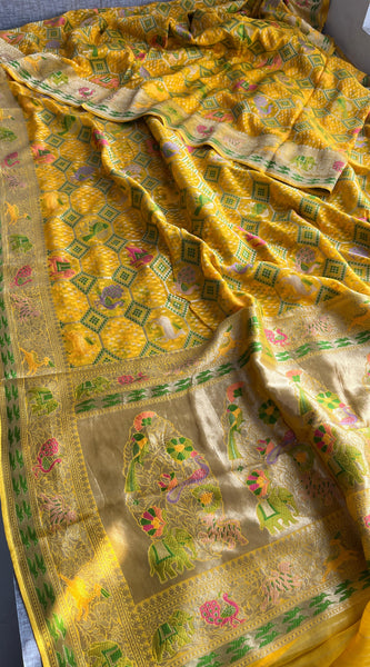 Khaddi Georgette Silk Saree with Meena Bandhani Weave