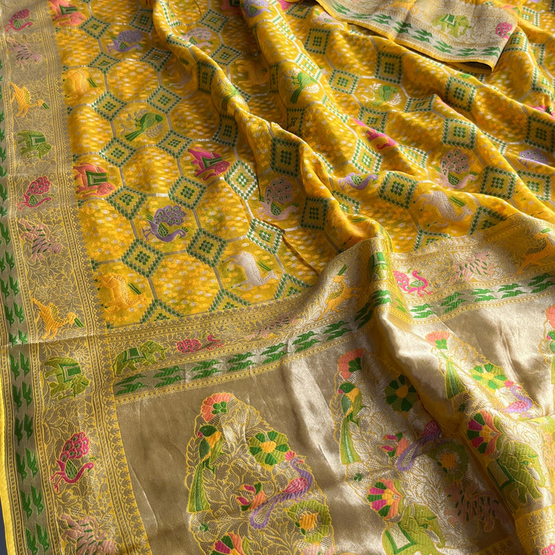 Khaddi Georgette Silk Saree with Meena Bandhani Weave