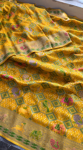 Khaddi Georgette Silk Saree with Meena Bandhani Weave
