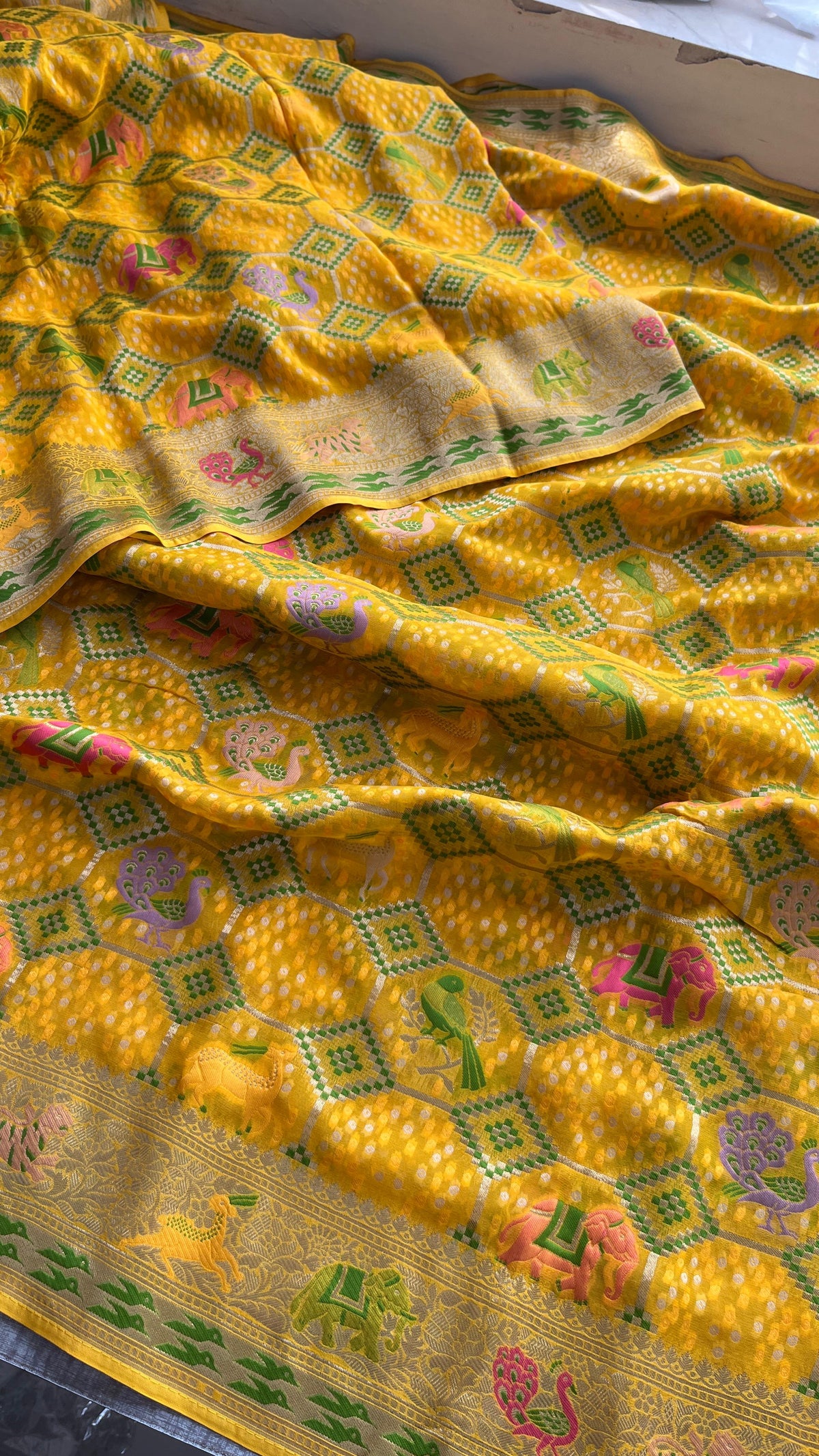 Khaddi Georgette Silk Saree with Meena Bandhani Weave