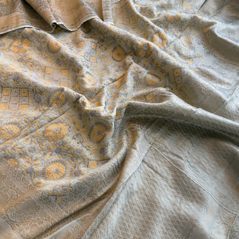 Khaddi Georgette Silk Saree with Meena Bandhani Weave