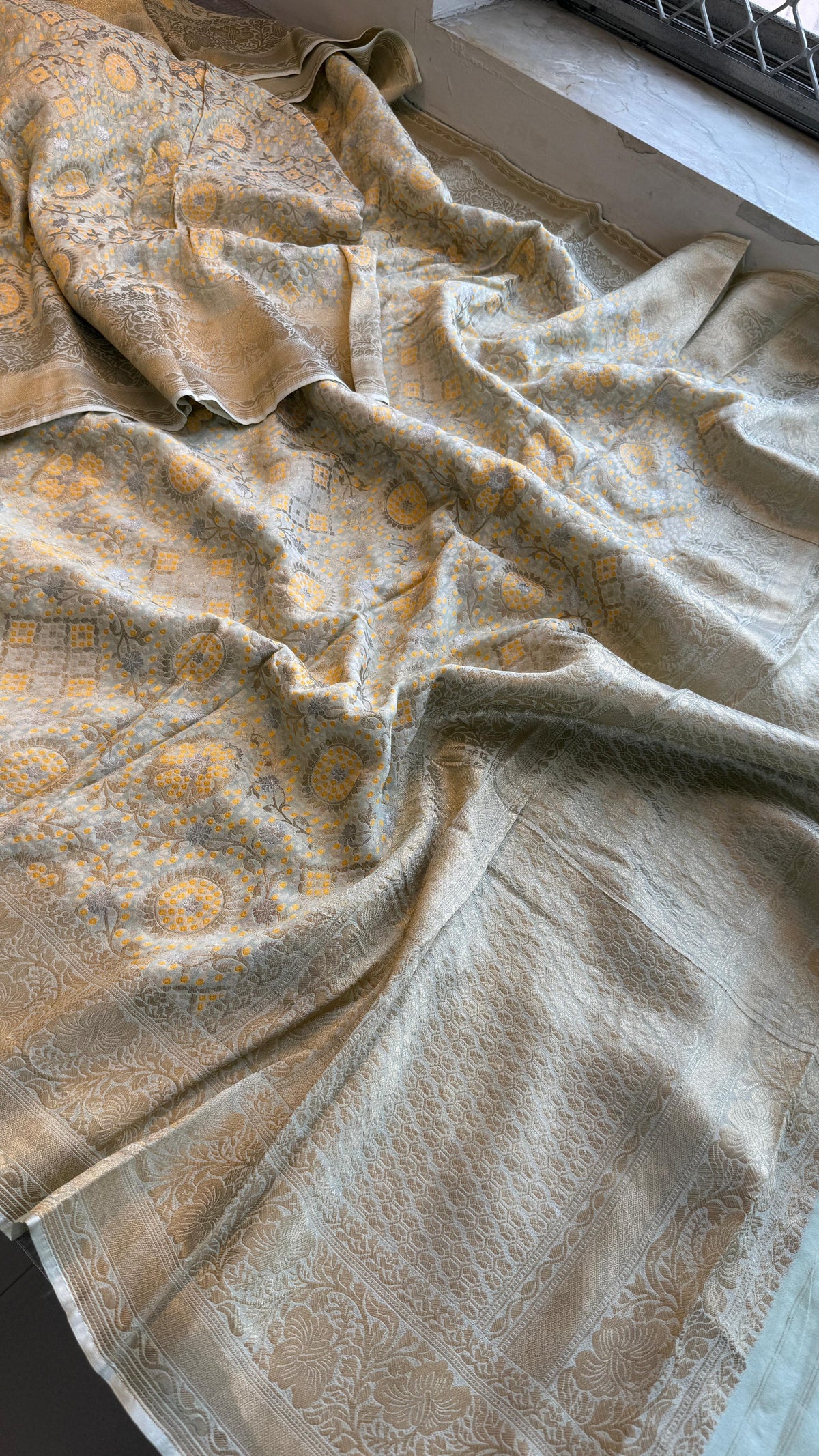 Khaddi Georgette Silk Saree with Meena Bandhani Weave