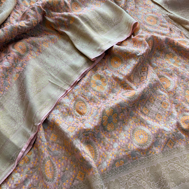 Khaddi Georgette Silk Saree with Meena Bandhani Weave