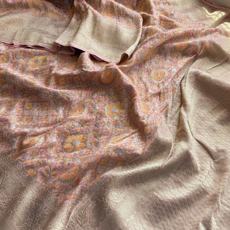 Khaddi Georgette Silk Saree with Meena Bandhani Weave