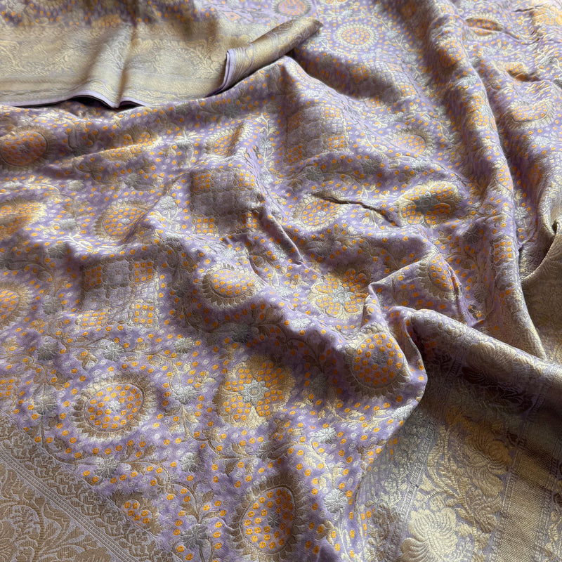 Khaddi Georgette Silk Saree with Meena Bandhani Weave