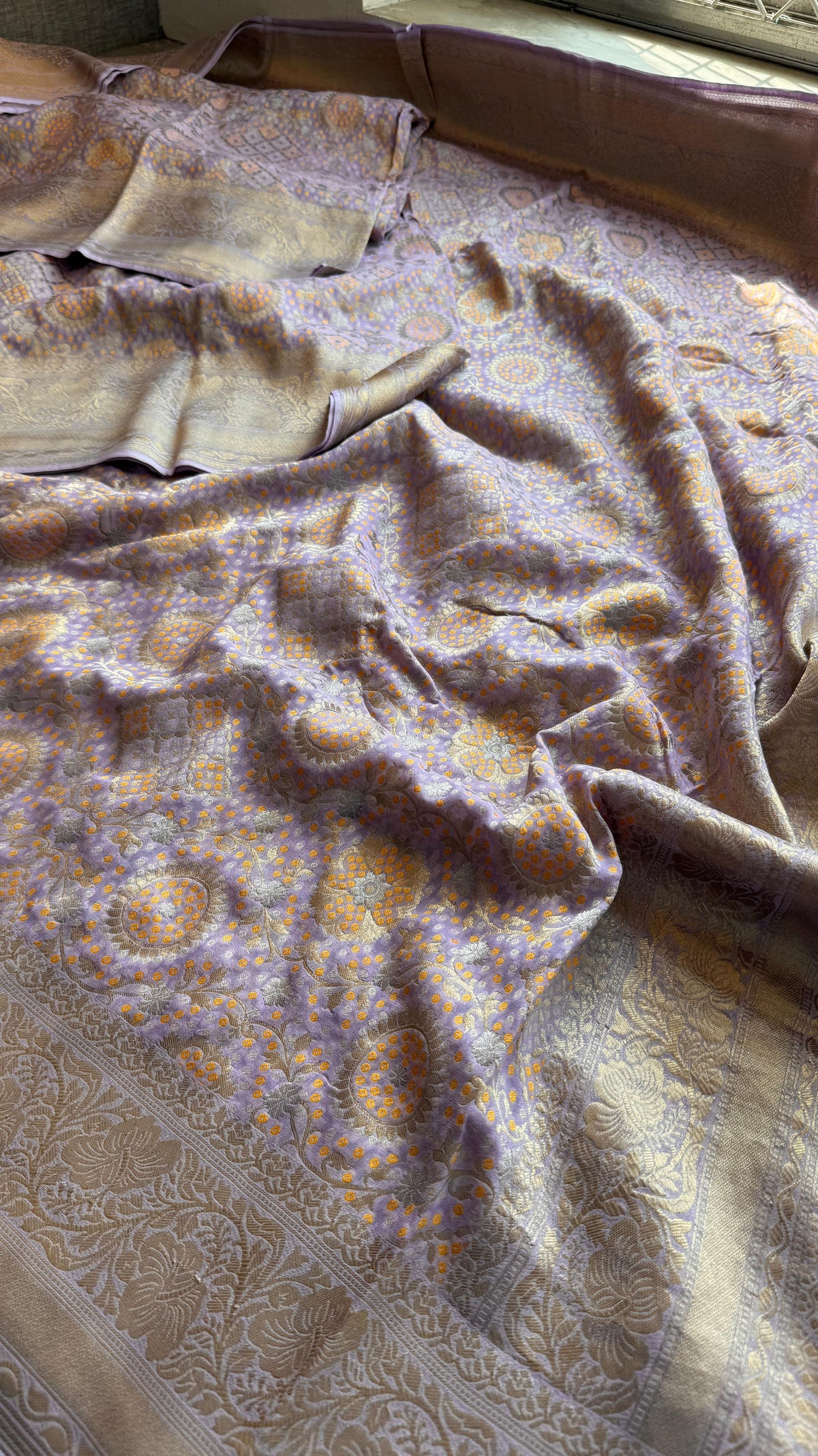 Khaddi Georgette Silk Saree with Meena Bandhani Weave